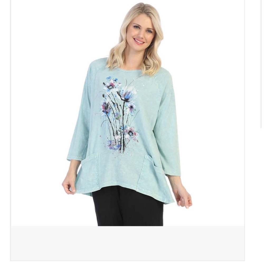 NWT Jess & Jane Felicity Tunic with Pockets size Large Made in USA light blue